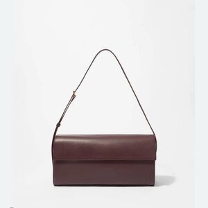 And Other Stories Soft Leather East West Shoulder Bag - Burgundy